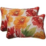 Pillow Perfect Indoor/Outdoor Primro Corded Rectangular Throw Pillow, Orange, Set of 2