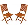 LNO79075 - Set of 2 Eucalyptus Outdoor (Indoor) Garden, Alice Folding Chair - Solid FSC Hard Wood (Natural Color)