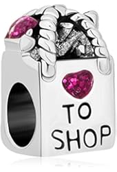Pugster Antique Shopping Bag Heart Love To Shop Purple Crystal Beads For Bracelet