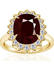 14K Yellow Gold Cushion Cut Ruby Ring With Sidestones (GIA Certificate)