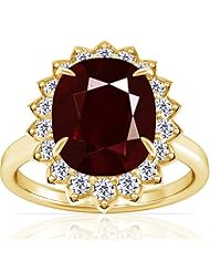 18K Yellow Gold Cushion Cut Ruby Ring With Sidestones (GIA Certificate)