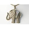 Antique Inspire Gold Tone Color Crystal Rhinestone Zoo Elephant Pendant Necklace