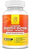 Digestive Enzymes With Probiotics - Best All Natural Digestive System Supplement - Boosts Digestive Health & Reduces Gas, Bloating & Indigestion - Plant Based Vegan Blend - 180 Vegetarian Capsules