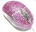 USB Optical Scroll Wheel Pink Crystal Rhinestone Computer Mouse