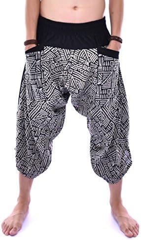 Native pants Men's Traditional Stone Samurai Pants Free Size XS-2XL Black