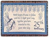 25th Wedding Anniversary Cotton Throw - Silver Anniversary Gift