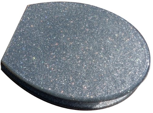 High Quality Hand Finished Silver Glitter Design Resin Toilet Seat - Universal Fittings
