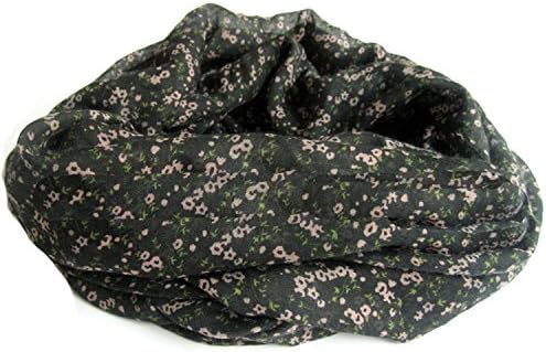 Sexyinlife Fashion Floral Print Infinity Loop Circle Scarf Black