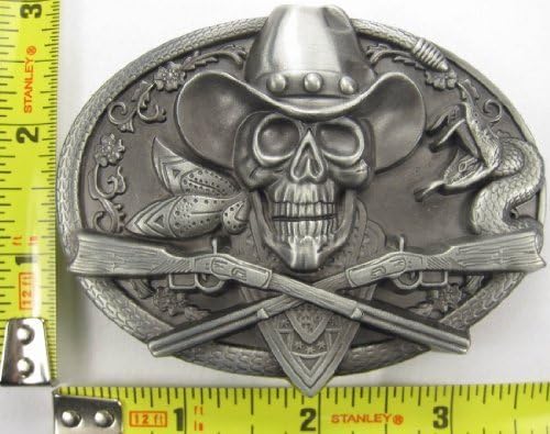Cowboy Pirate Metal Belt Buckle Skull & Rifles Rattlesnake by Multibuysale