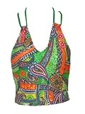 Rampage Green Mod Paisley Swimsuit-top w/Beaded Tie S