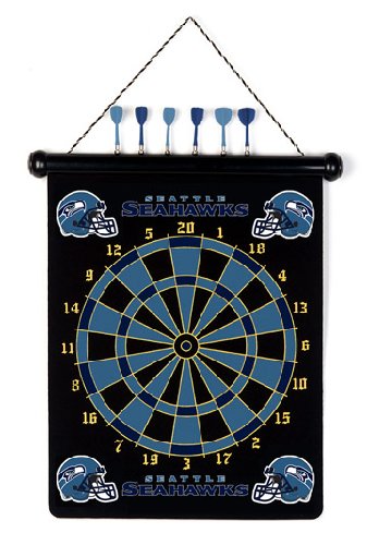 SEATTLE SEAHAWKS Magnetic DART BOARD SET with 6 Darts (15" wide and 18" long)