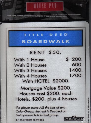 Cover image : Parker Brothers Monopoly Boardwalk Title Deed Mouse Pad