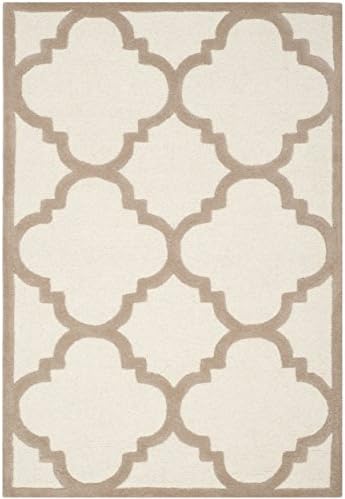 SAFAVIEH Cambridge Collection 4' x 6' Ivory/Beige CAM140P Handmade Moroccan Trellis Premium Wool Area Rug