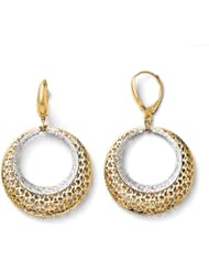 14k White and yellow gold Leslies Two tone Fancy Leverback Earrings
