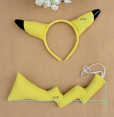 Festival Carnival Celebration Props Halloween Accessory Decoration Masquerade Kids Show Animation Pocket Monster Yellow Picacho Pikachu Ears Headdress Animal Headband COS Suit
