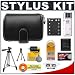 Olympus Stylus Premium Black Leather Case with LI-42B Battery + Accessory Kit for Stylus 1040, 1050 SW, 7000, 550WP, FE-360, FE-20, FE-3000, FE-3010, FE-5000, FE-5010 Digital Camera