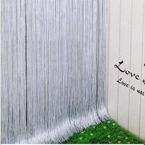 Silver Color String Curtains 40" X100 "Door Window Room Divider Drape Treatments for Living Room