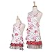 NEOVIVA Cotton Canvas Kitchen Apron Set for Mama and Me with Pockets, Heavy Duty Flirty Aprons for Mother and Daughter Clothes for Cooking, Baking, BBQ and Gardening, Style Doris, Floral Lollipop Red