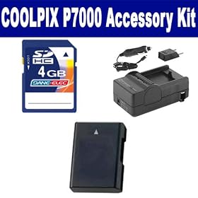 Nikon CoolPix P7000 Digital Camera Accessory Kit includes: KSD4GB Memory Card, SDM-1531 Charger, ACD327 Battery
