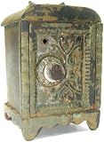 Antique Circa 1900 Cast Iron Combination Safe Toy Bank
