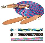 Poly Split Reins - 5/8 inch x 7': Black/Pink/Lime