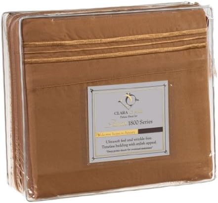 Clara Clark Bed Sheets, Premier 1800 Series 4 Piece Bed Sheet Set, Deep Pocket, Wrinkle, Fade, Stain Resistant, Luxury Soft Bedding Sheets & Pillowcases, RV-Short Queen Mocha Brown