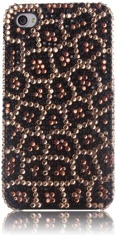 Kazma Saki(TM) 3D Bling Design for Leopard Print With Full Diamond Case Cover For iPhone 4S 4 (Fits: Apple iphone 4 and 4S Package includes: 1 X Screen Protector).