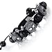 The Ultimate Stainless Steel 3 Skull, Crossbones Shamballa Adjustable Bracelet with Black Onyx Beads and CZ 12MM