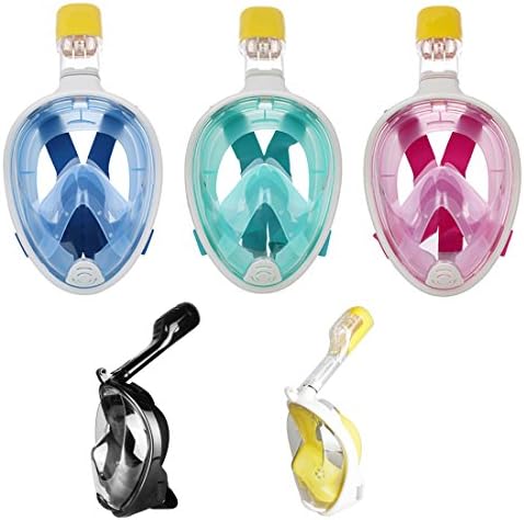 Thenice Colorful Surface Scuba Diving Snorkeling Silicone Mask Set with Camera Holder for GoPro and Other Sport Action Camera (Green, Small)