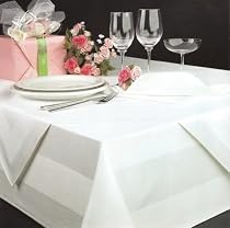 Damast Serviette in wei&szlig; - 50 x 50 cm - waschbar bei 95&deg;C