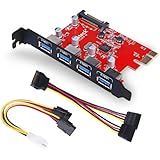 Inateck Superspeed 4 Ports PCI-E to USB 3.0 Expansion Card - Interface USB 3.0 4-Port Express Card Desktop with 15 Pin SATA Power Connector, [ Include with A 4pin to 2x15pin Cable + A 15pin to 2x 15pin SATA Y-Cable ]