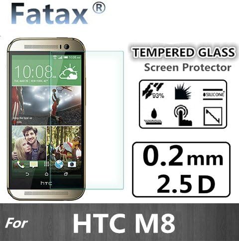 Fatax for HTC One M8 [Tempered Glass] Highest Quality Premium Anti-Scratch Bubble-free Reduce Fingerprint No Rainbow Washable Screen Protector Easy Install Product with Lifetime Replacement Warranty [1-Pack,0.2mm,2.5D Rounded Edges] - Retail Packaging 2014