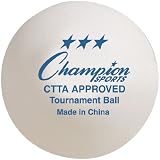 Champion Sports 3-Star Tournament 40 mm Table Tennis Balls, 6-Pack