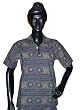 Top for Womens Grey Yoga Printed Cotton Kurti with Collar Neck Tunic Small Size