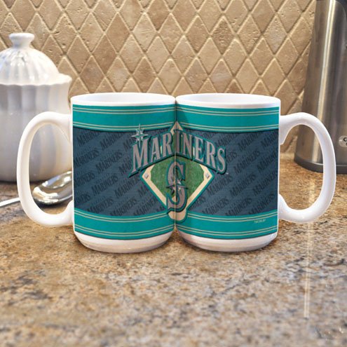 MLB Seattle Mariners 15-Ounce White Felt Mug (2 Pack)