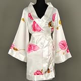 Shanghai Tone Kimono Robe Yukata Nightie Sleepwear Lotus-White One Size