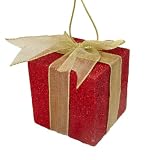 3.5 Red Glittery Gift Box Christmas Ornament