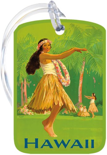 Royal Hawaiian Hula by Percy Padden - Vintage Hawaiian Art Luggage Tag