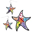 Multi Colored Epoxy Starfish Pendant and Earrings Set