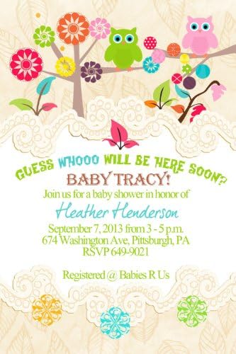 Cute Owl Tree Baby Shower Invitations