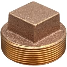 Lead Free Brass Pipe Fitting, Square Head Cored Plug, Class 125, NPT Male