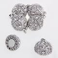 5 Stk. 10mm Kugel Magnetverschluss Strass Silber Farbe