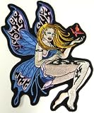 Tattooed Butterfly Fairy Biker Vest Patch Rockabilly
