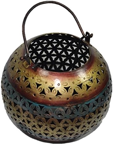 Treats of India- Designer Iron Kandil (Candle Stand), Hand Made in India, Beautiful, Ethnic, Stylish, Use Indoro or Outdoor, Gift ,Ethnic look - 17*16*16 cm