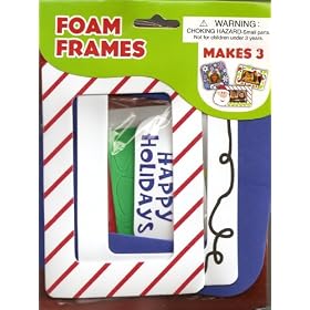 Christmas Foam Picture Frames Craft Kit - Santa, Snowflakes, Christmas Lights (Set of 3)