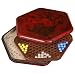 Handmade Antiqued Leather Chinese Checkers Set With Hand-painted Carrying Case