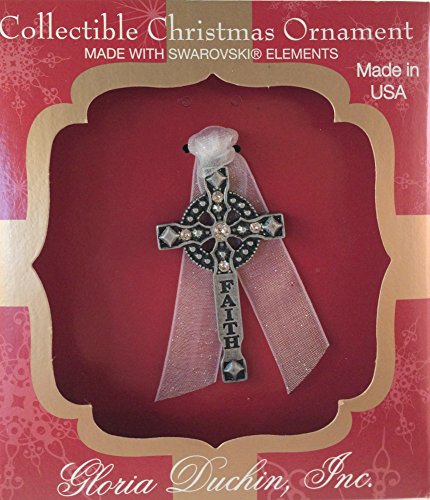 Faith Cross Pewter Ornament with Swarovski Crystals Faith Cross Pewter Ornament with Swarovski Crystals