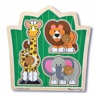2 Item Bundle: Melissa & Doug 3375 Jungle Friends Wood Jumbo Knob Puzzle + Free Activity Book