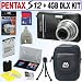 Pentax Optio S12 12MP Digital Camera (Black) + 4GB Deluxe Accessory Kit