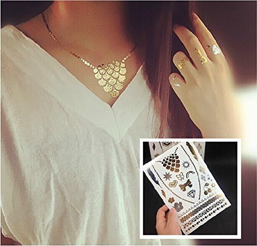 GC Metalic Body Decal Hand Waist Decoration Fake Necklace Temporary Tattoo Sticker OSM-01